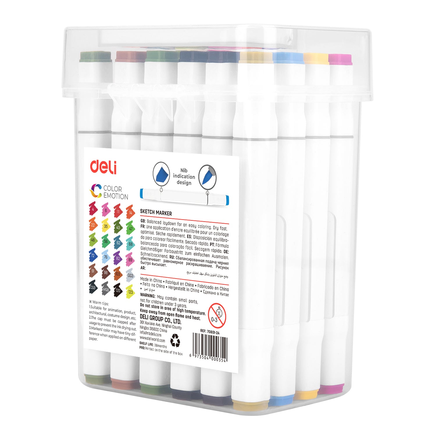 Deli Sketch Marker Assorted Colors 36pc Set