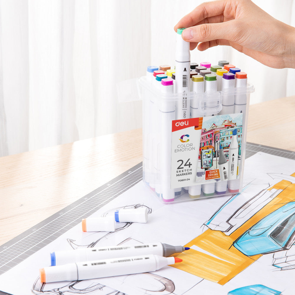 Deli Sketch Marker Assorted Colors 36pc Set