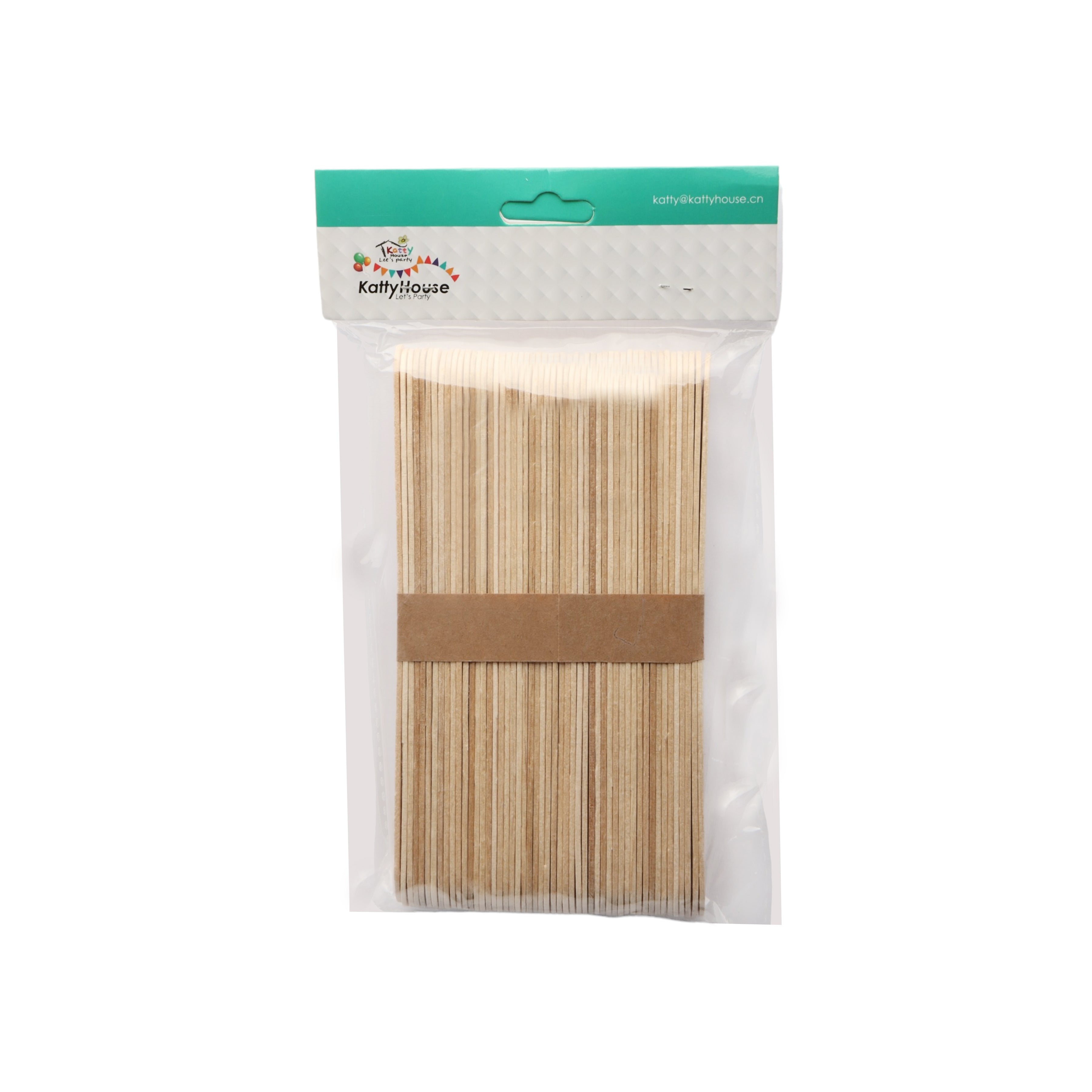 Disposable Wooden Spatula Ice Cream Popsicle Sticks 50pc