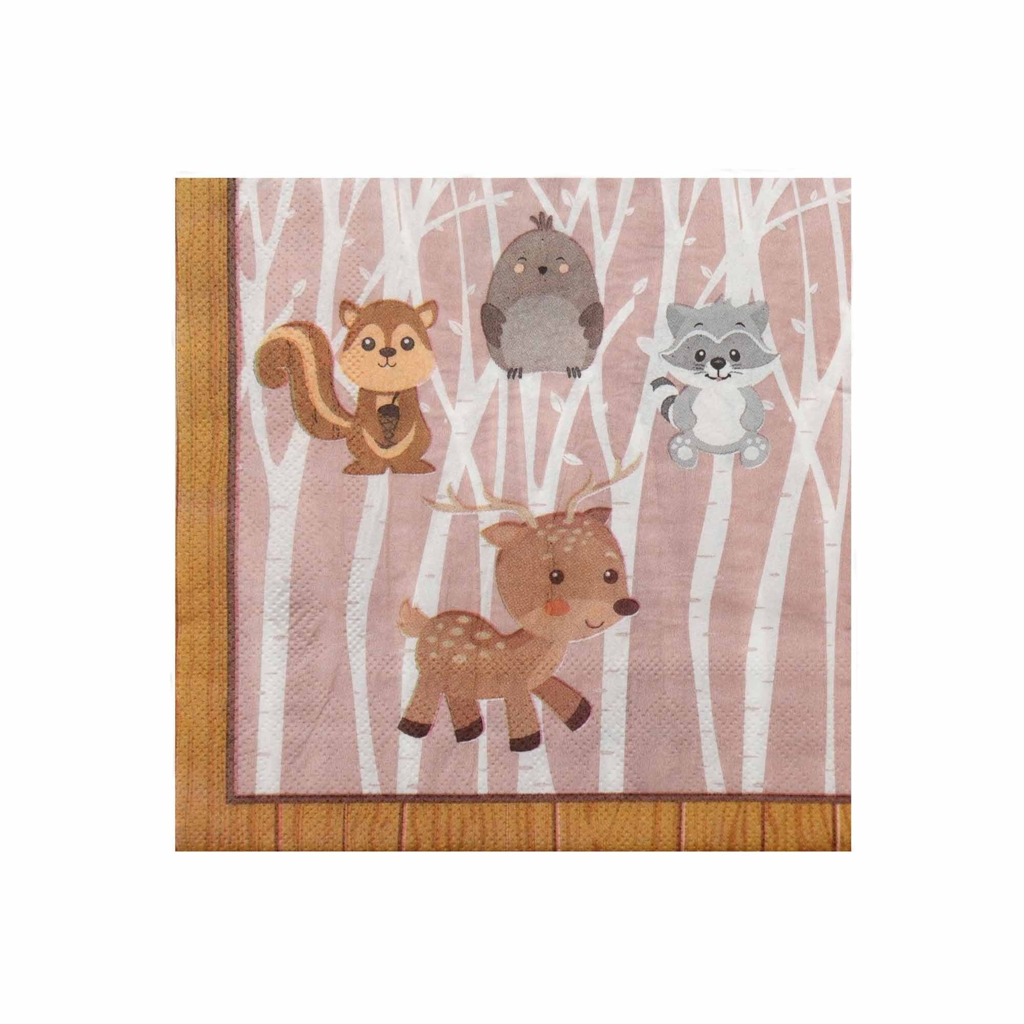 Luncheon Paper Napkin Party Serviettes Woodland Animal 20pc