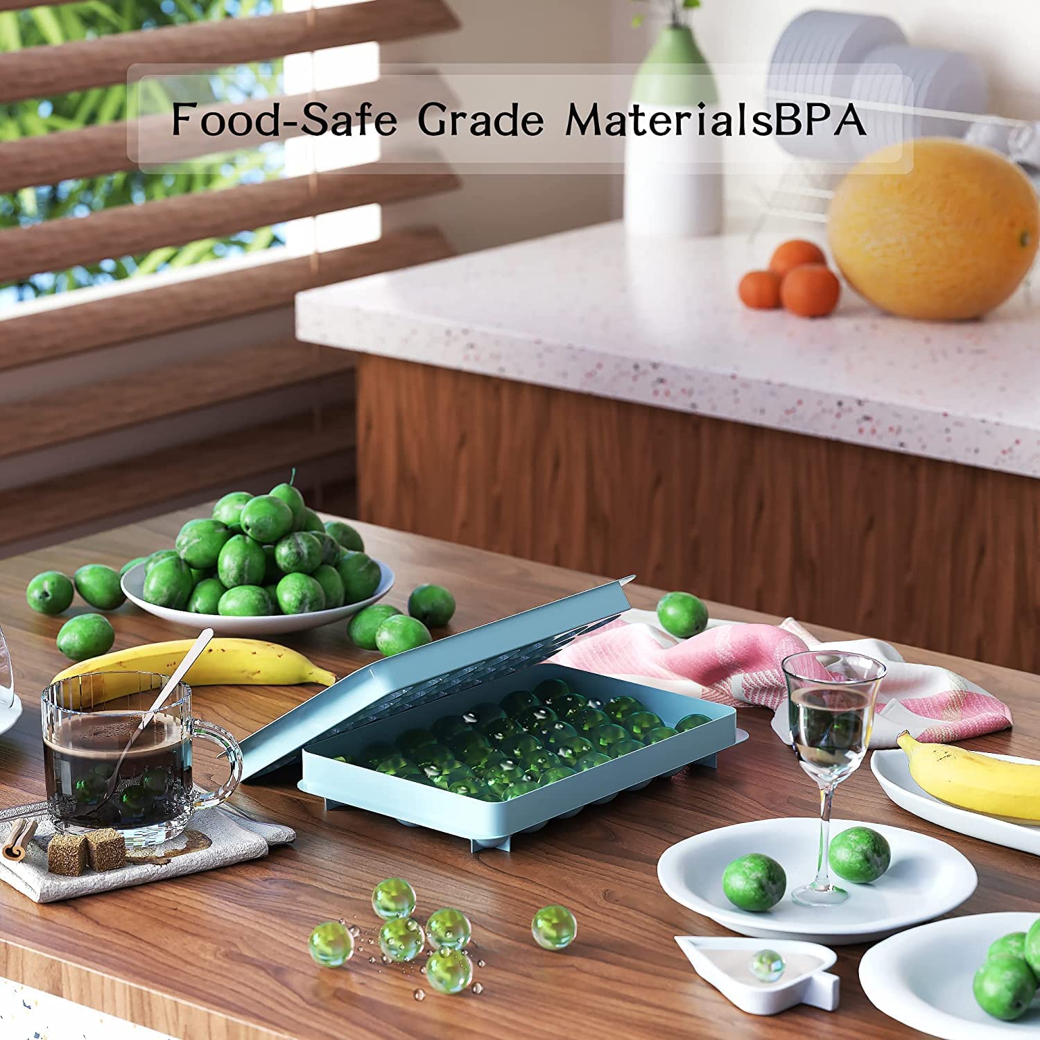 Plastic Ice Cube Tray - Round 33-Cavity Mini Circle Making Sphere Ball 1pc