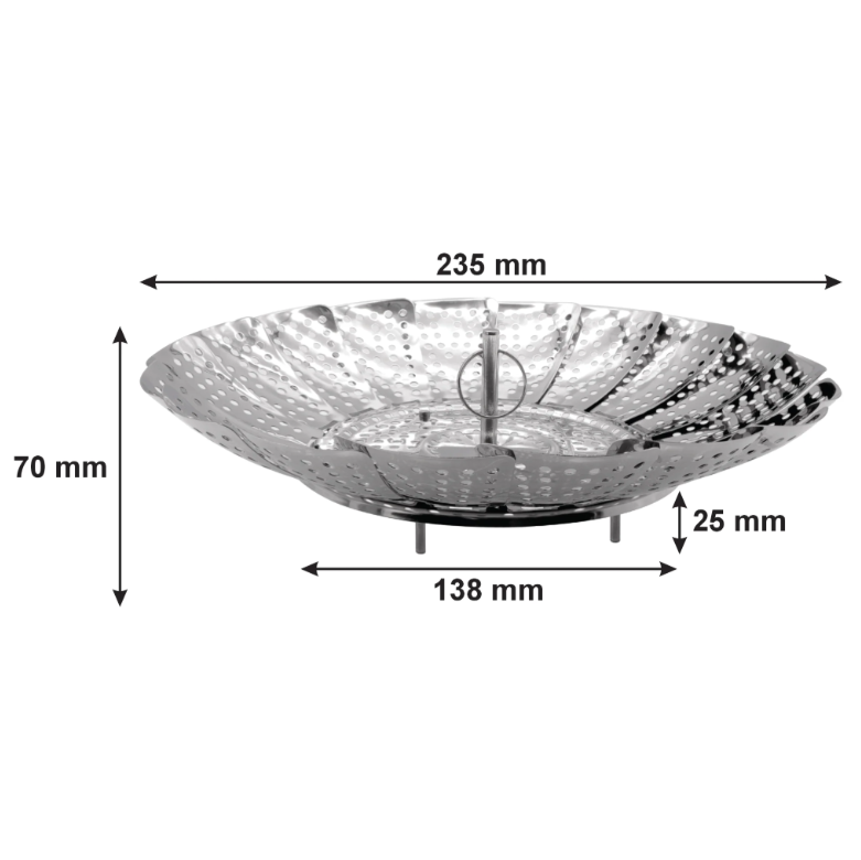 Regent Kitchen Expandable Steamer Basket Stainless Steel 235-138mmx70mm