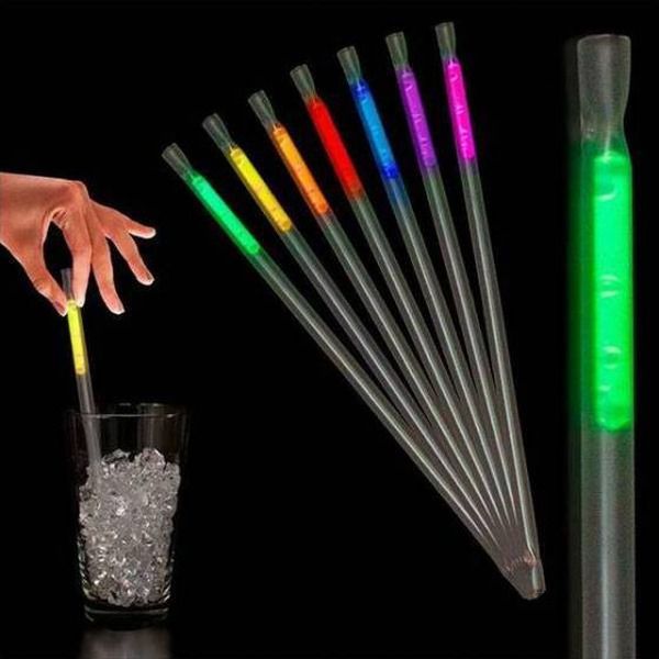 Glow Drinking Straws 3pc Assorted Colours 20.5cm