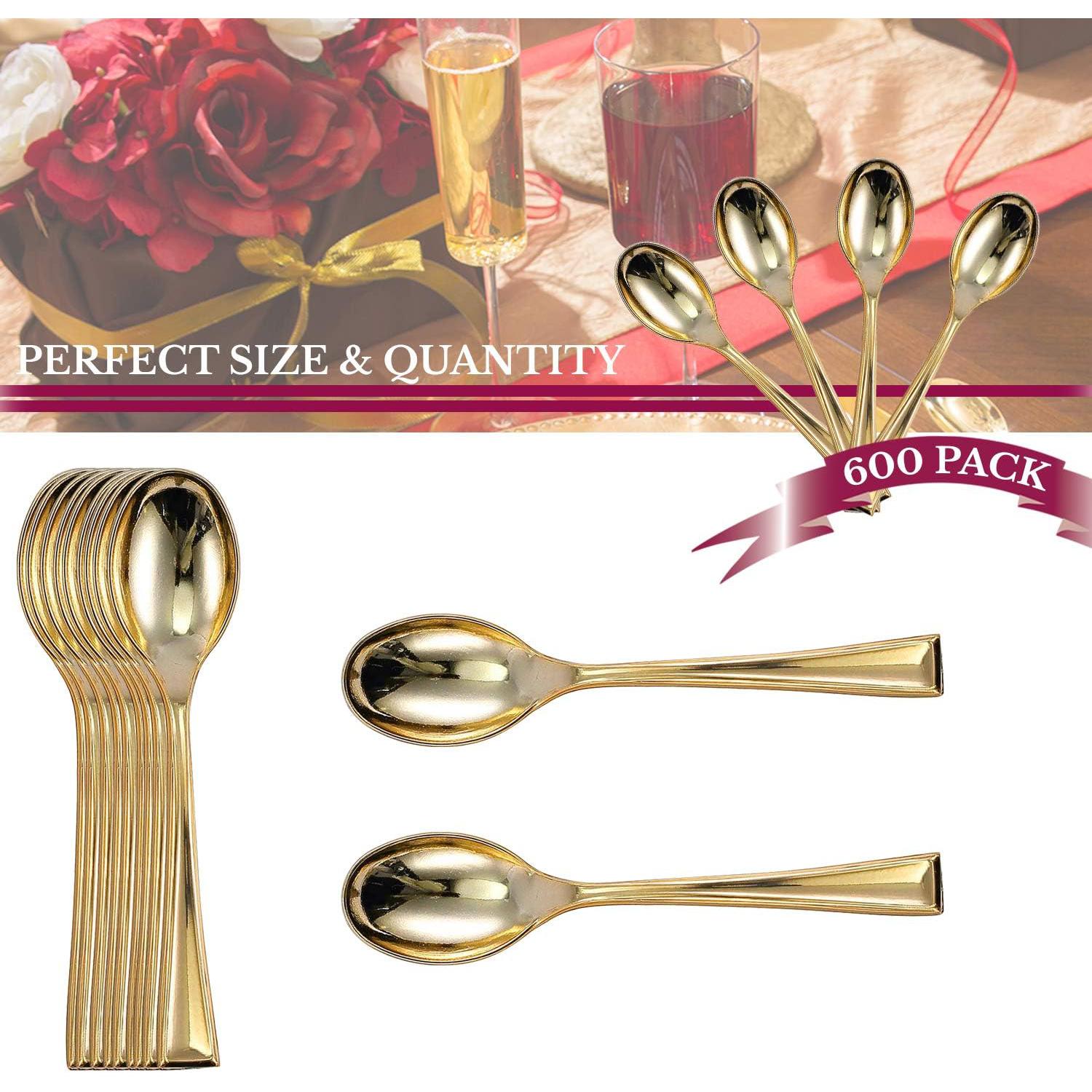 Disposable Dessert Spoon Gold Plastic 11.5cm 50pack