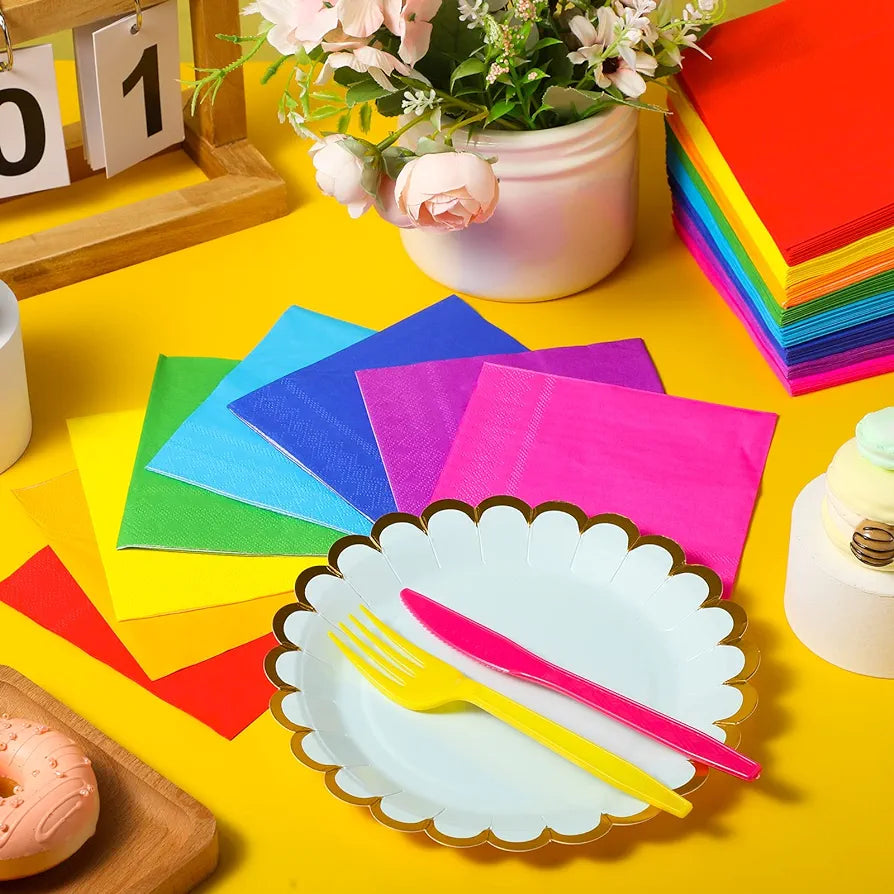 Luncheon Plain Cocktail Paper Serveittes 2ply Soild Colour 25x25cm 20pack