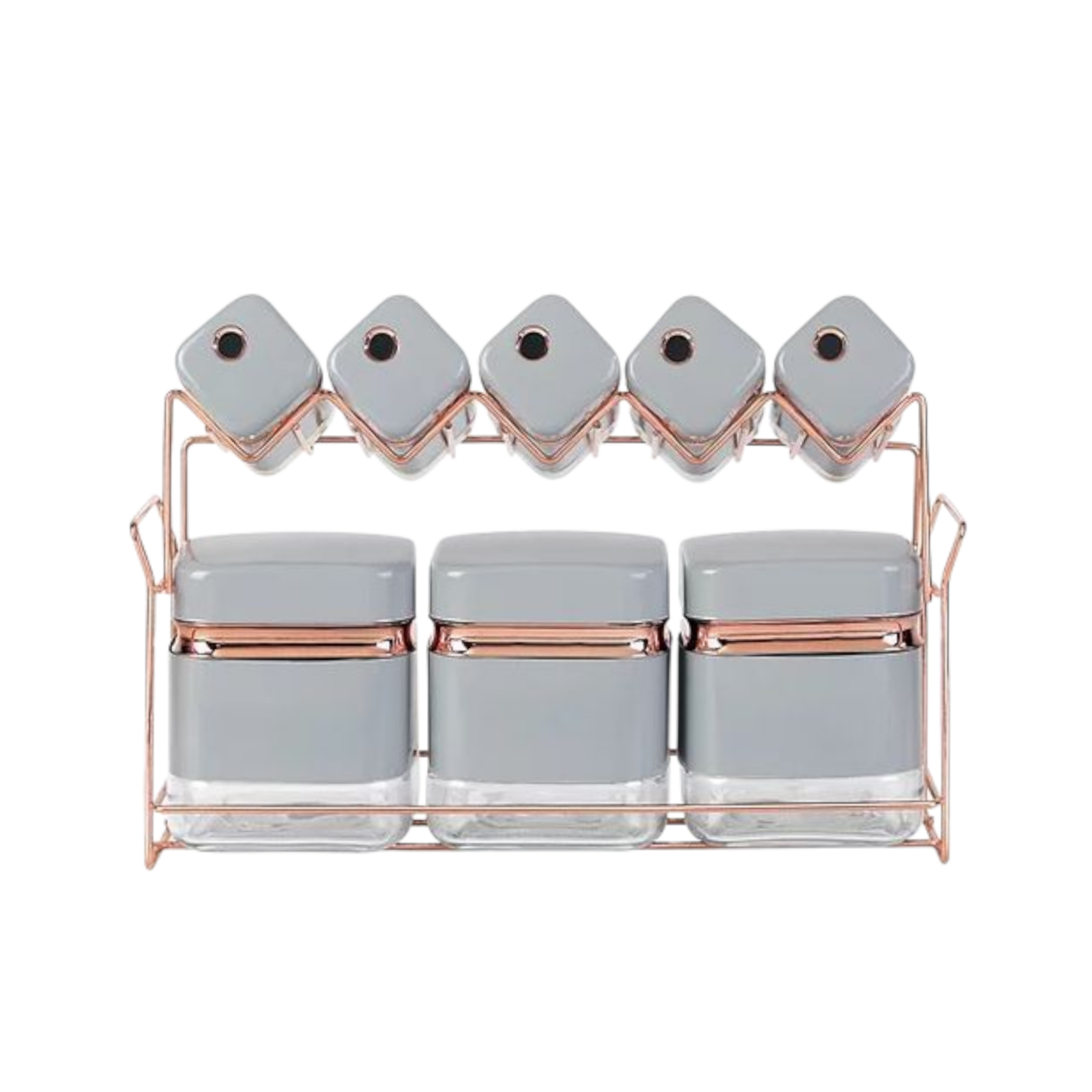 Continental Homeware Spice 8pc Set Square - Grey with Gold Line CH833