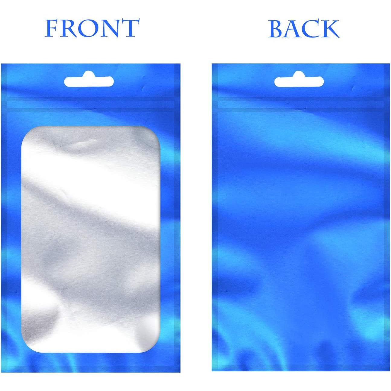 Resealable Mylar Pouch Bags Full Window Display with Euro Loop Punch Hanging Hole 10pack