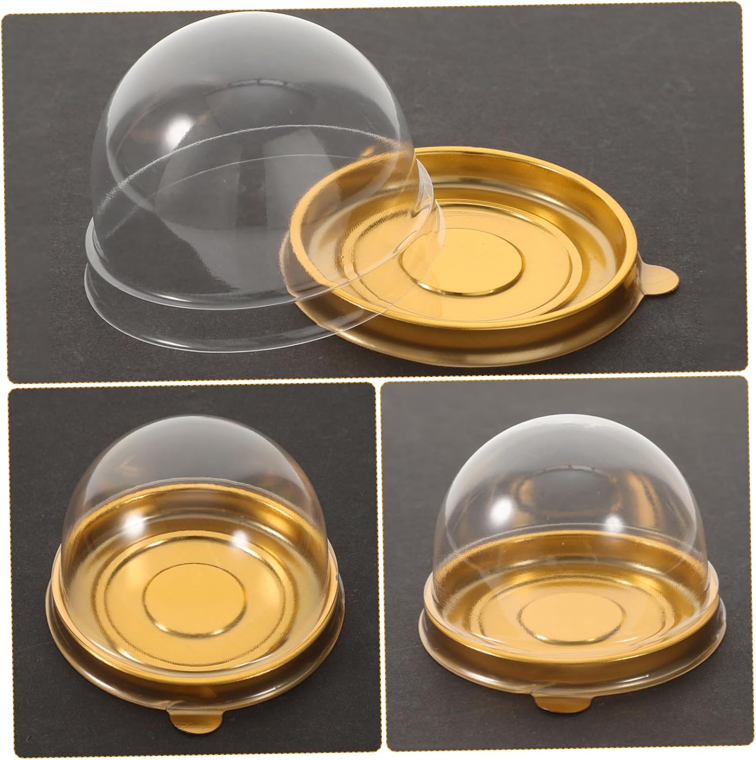 Disposable Mini Dessert Cupcake Dome Round with Base 7cm 10pack