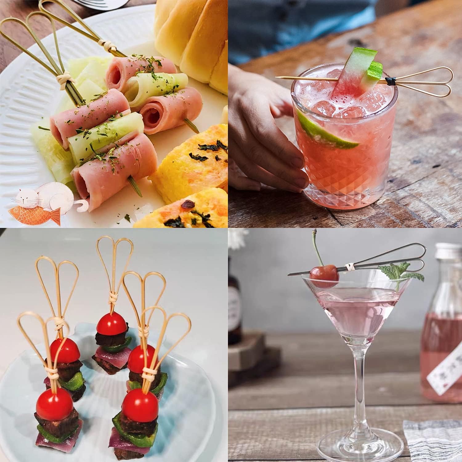 Bamboo Disposable Knot Picks 15cm Round Shape 50pack