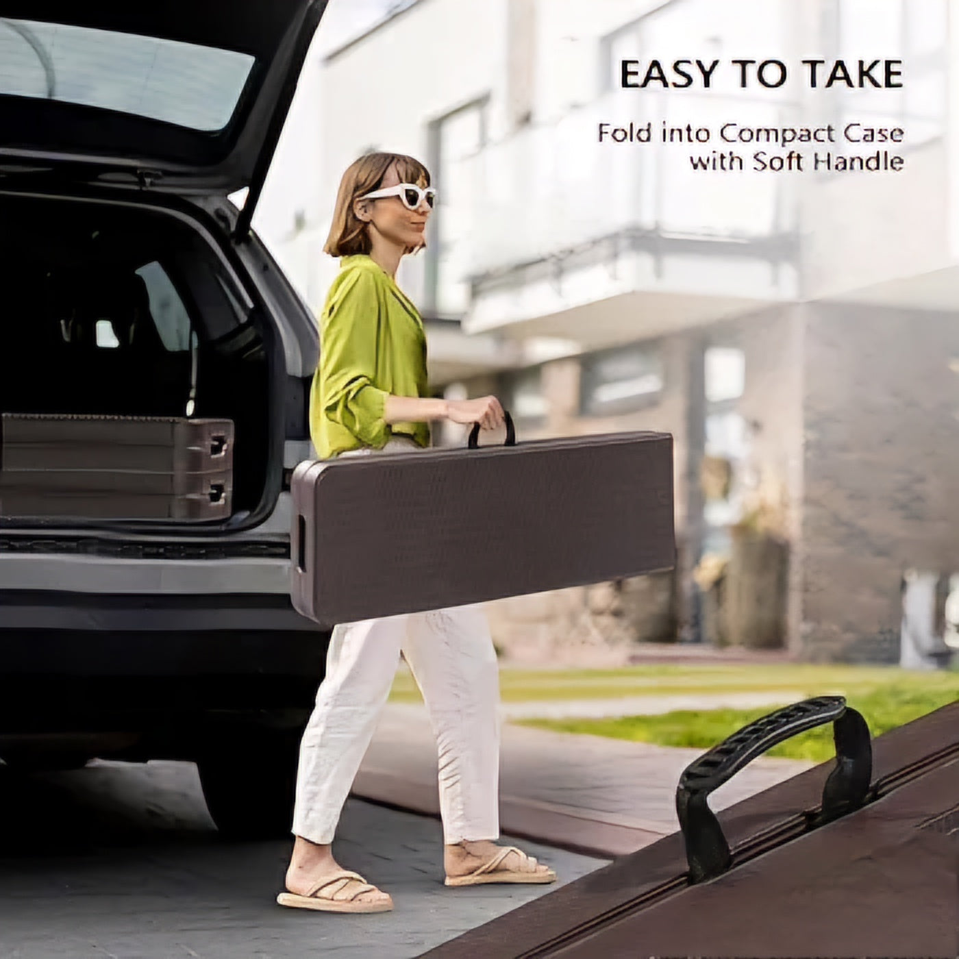 1.8m Folding Trestle Plastic Bench 6ft Wood Grain Finish