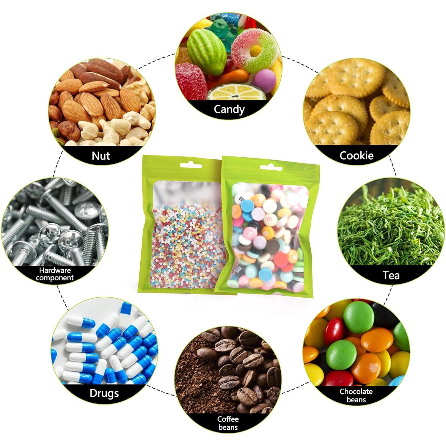 Resealable Mylar Pouch Bags Full Window Display with Euro Loop Punch Hanging Hole 10pack