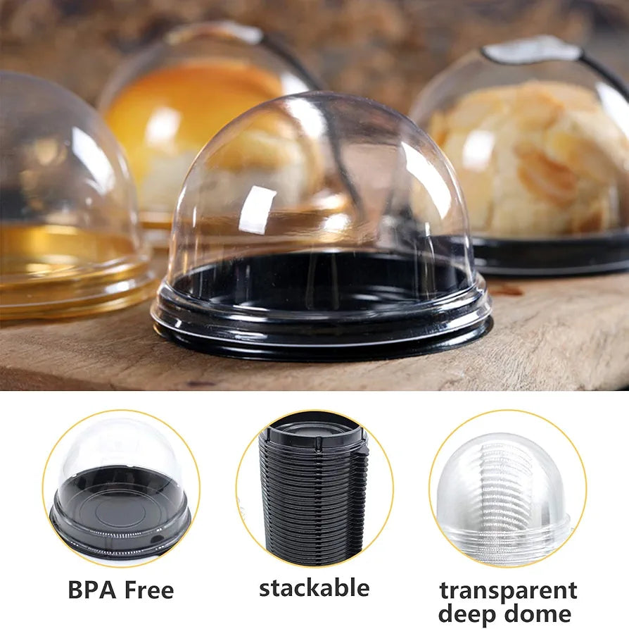 Disposable Mini Dessert Cupcake Dome Round with Base 7cm 10pack