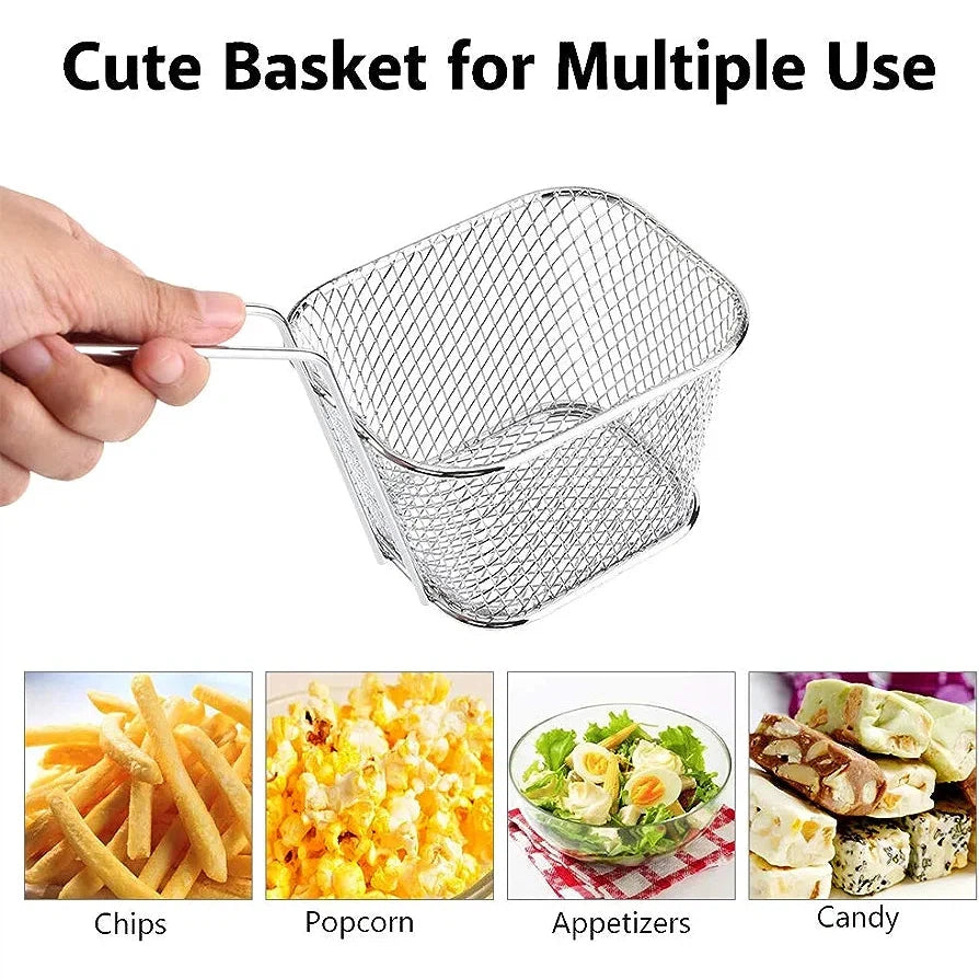 EH French Fry Chip Serving Basket Silver Large 22425
