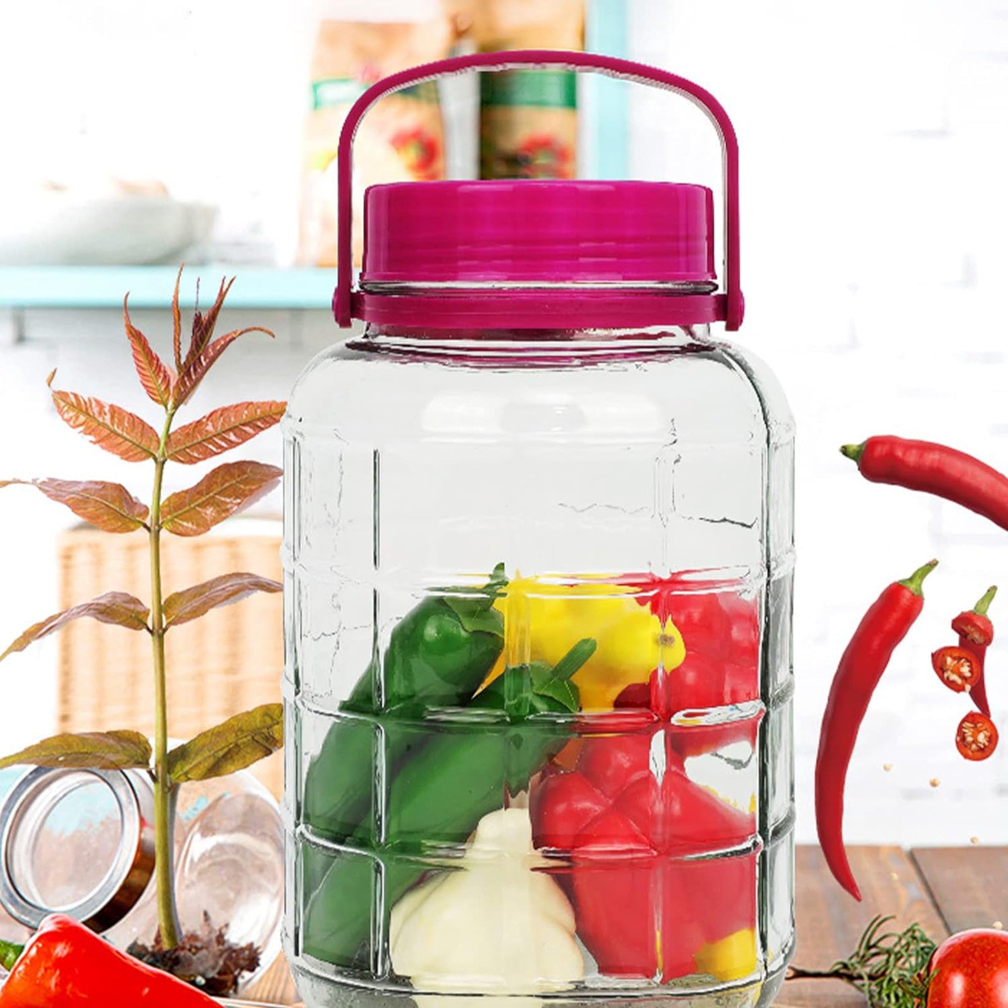 Glass Storage Jar 5L Container Jug Wide mouth with Carry Handle 536