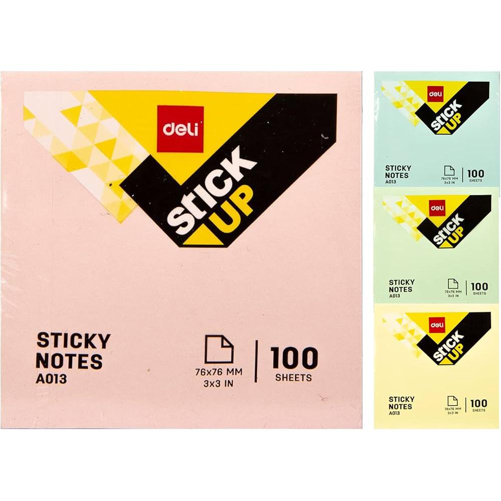 Deli Sticky Notes 76x76mm 100sheets Assorted