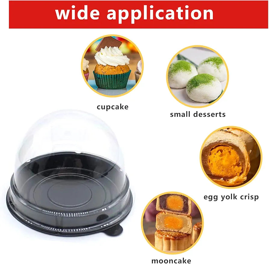 Disposable Mini Dessert Cupcake Dome Round with Base 7cm 10pack