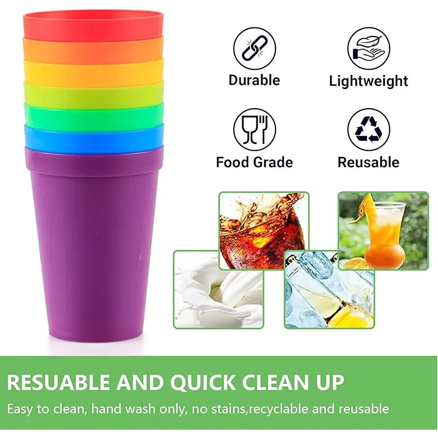 Rainbow Plastic Tumbler Set 200ml Reusable 6pack