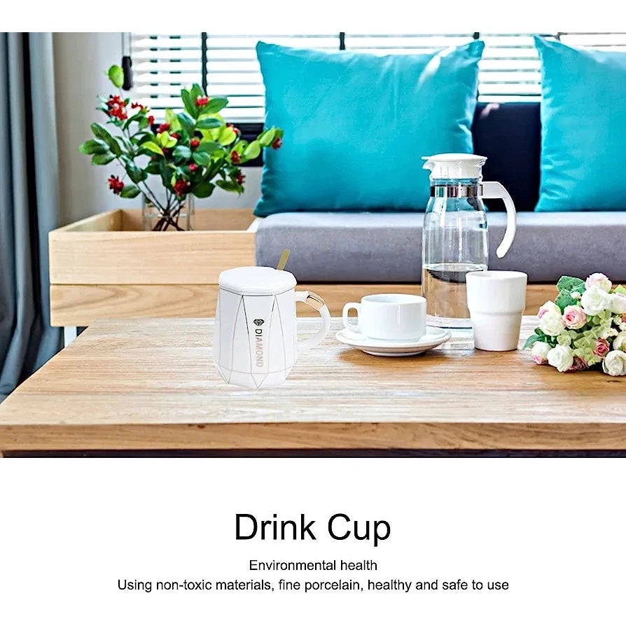 Ceramic Coffee Mug 250ml with Lid and Spoon Nordic Style