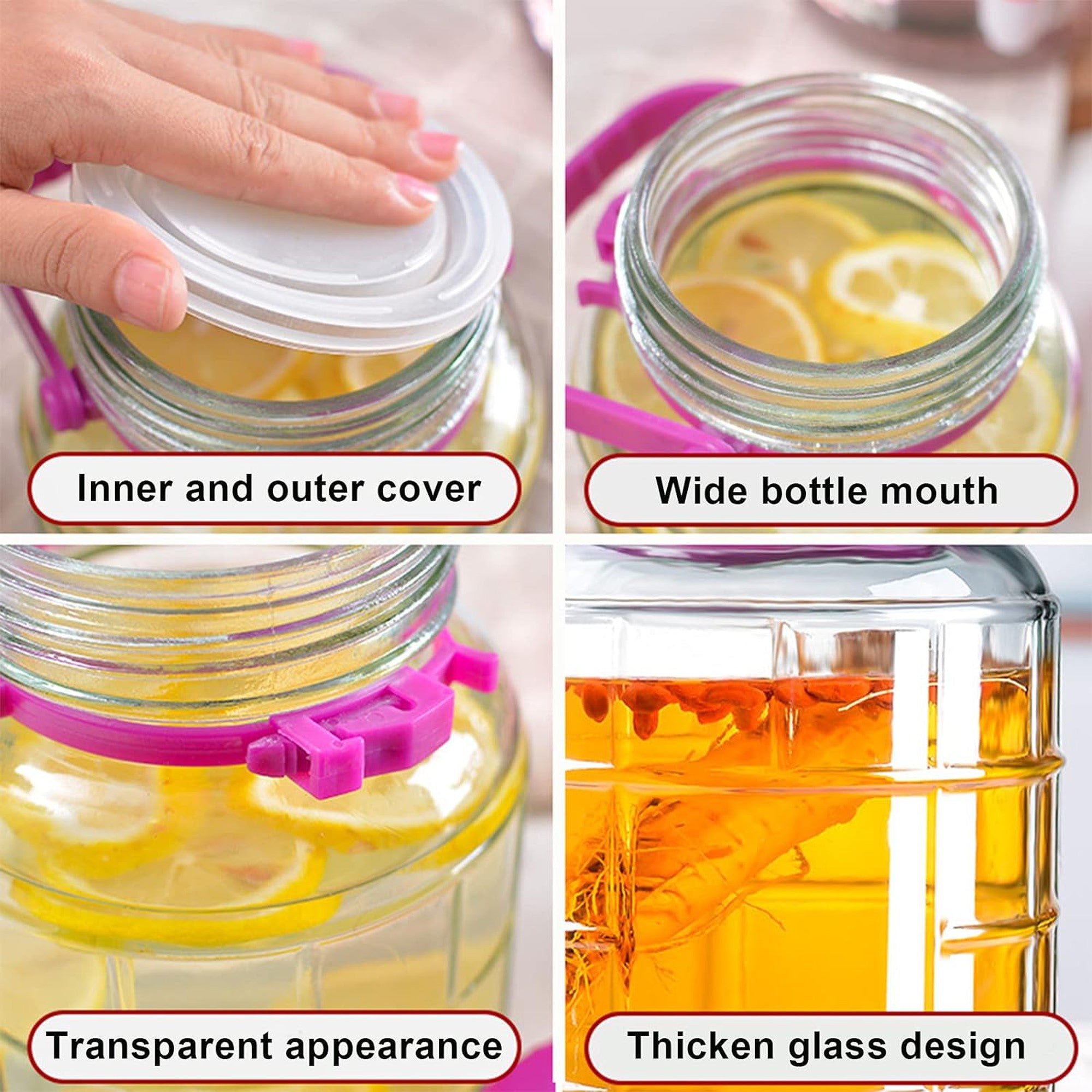 Glass Storage Jar 5L Container Jug Wide mouth with Carry Handle 536