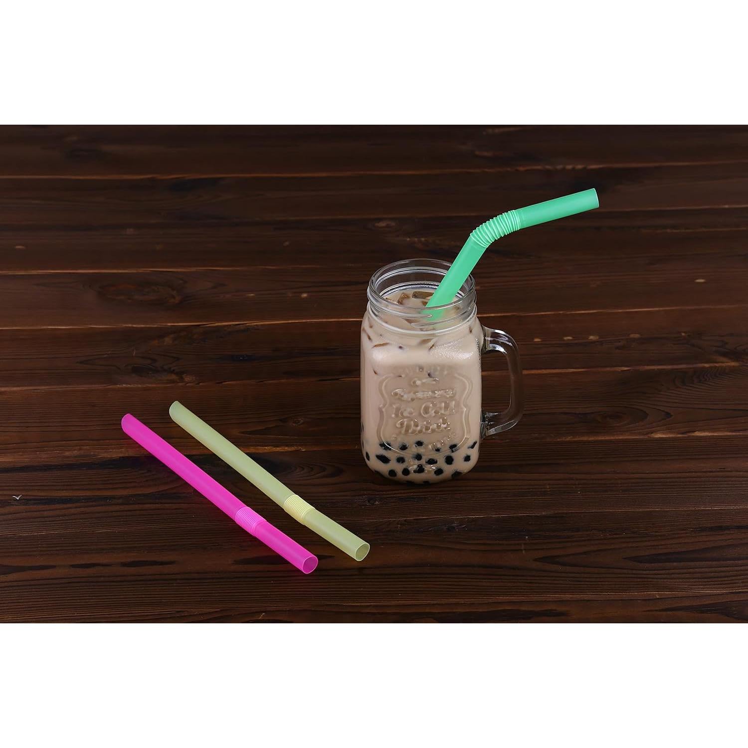 Bubble Tea Boba Assorted Straws Flexible Bendy Plastic 11mmx21cm Wrapped 20pack