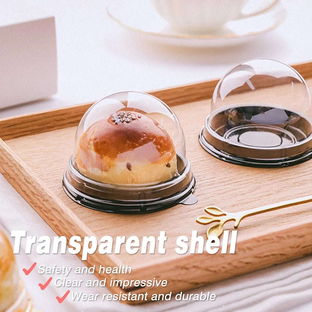 Disposable Mini Dessert Cupcake Dome Round with Base 7cm 10pack