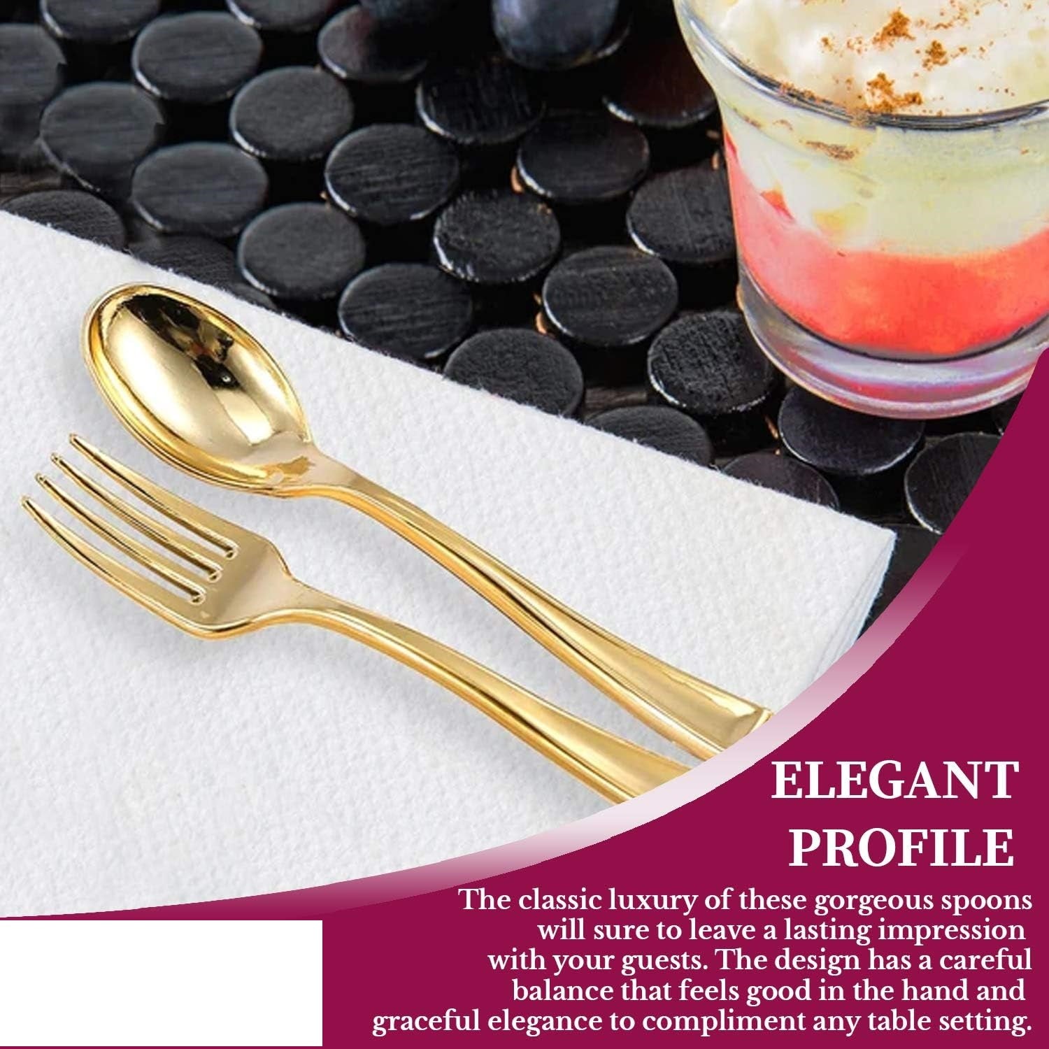 Disposable Dessert Spoon Gold Plastic 11.5cm 50pack