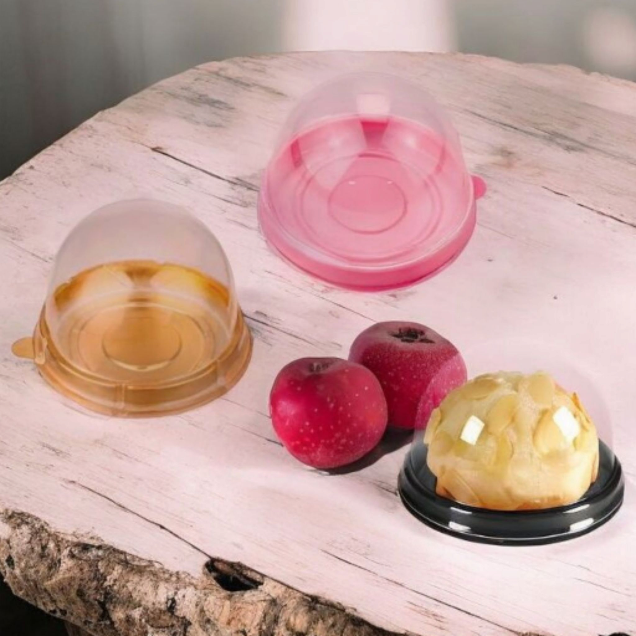 Disposable Mini Dessert Cupcake Dome Round with Base 7cm 10pack