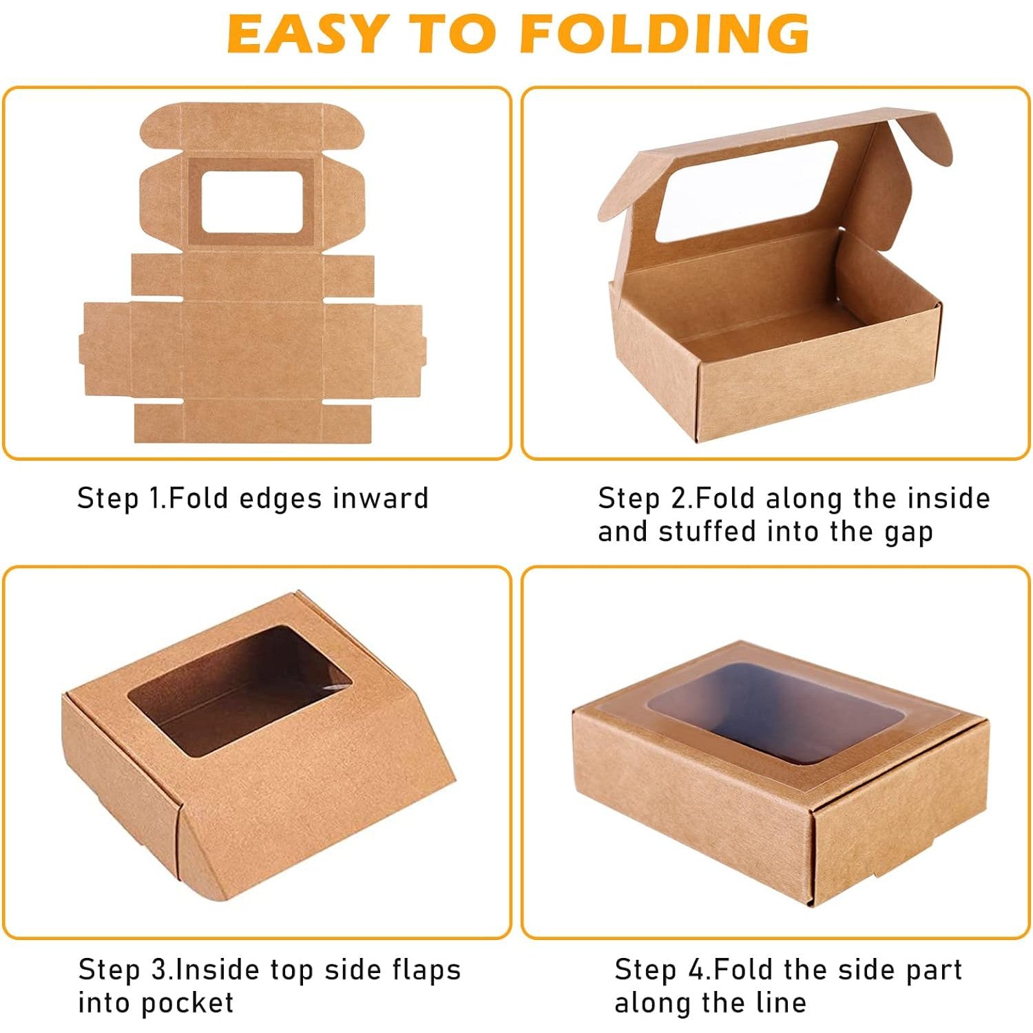 Kraft Paper Meal Lunch Box with Top Window 17.5x12.5cm-22x14cm