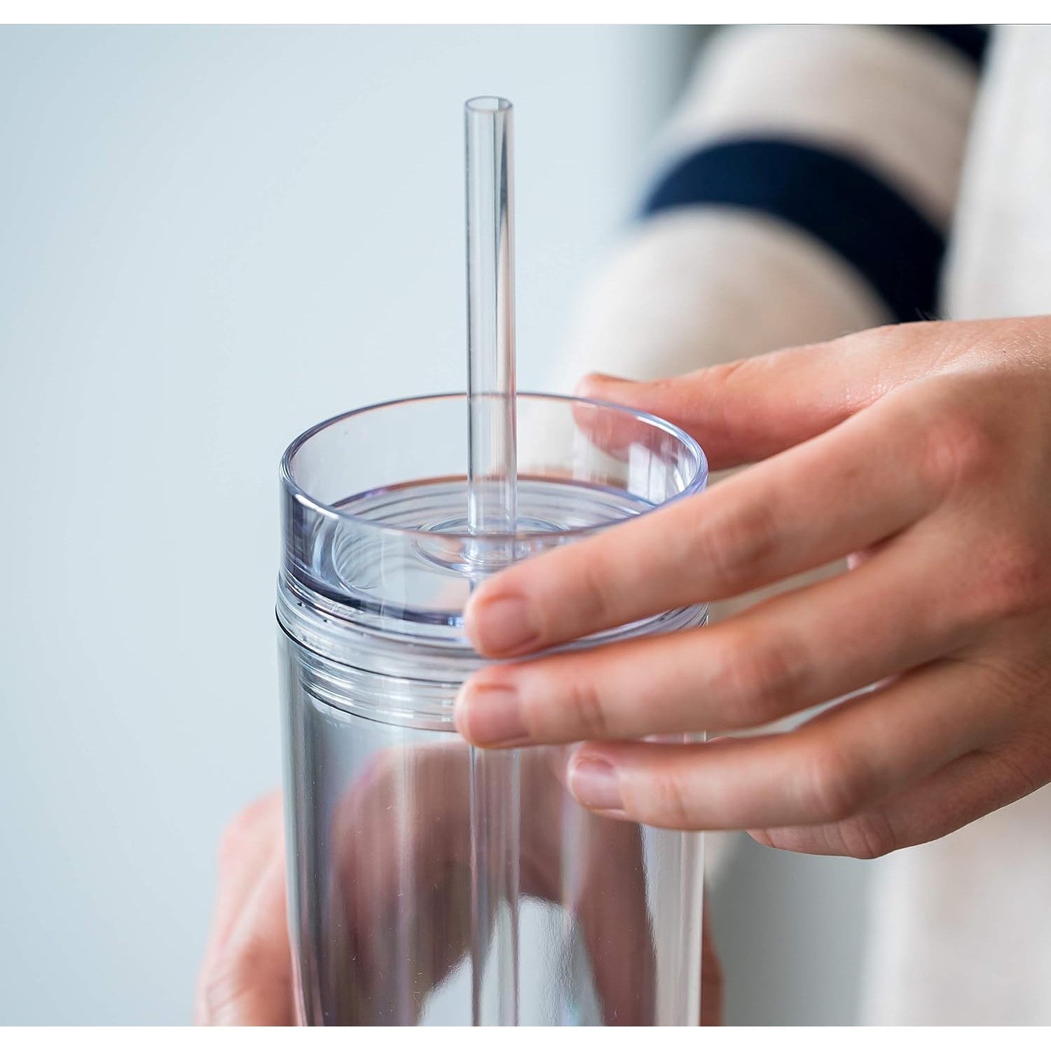 473ml Skinny Drinking Tumbler Acrylic Reusable with Lid and Straw