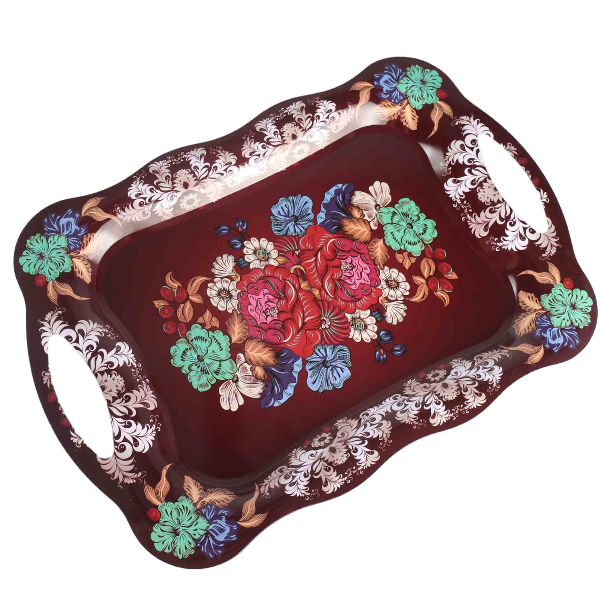 Serving Tray Metal Mix Colour with Design