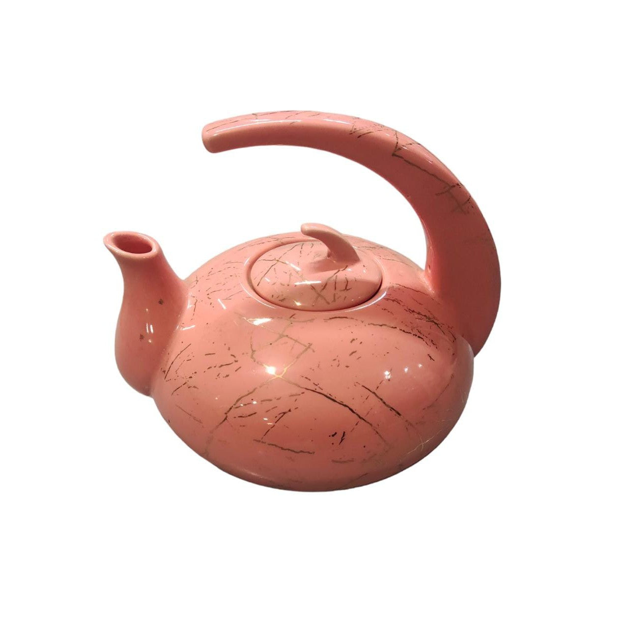 Chinese Ceramic Tea Set Kettle Cup & Saucer and Tray 14pc Set Pink