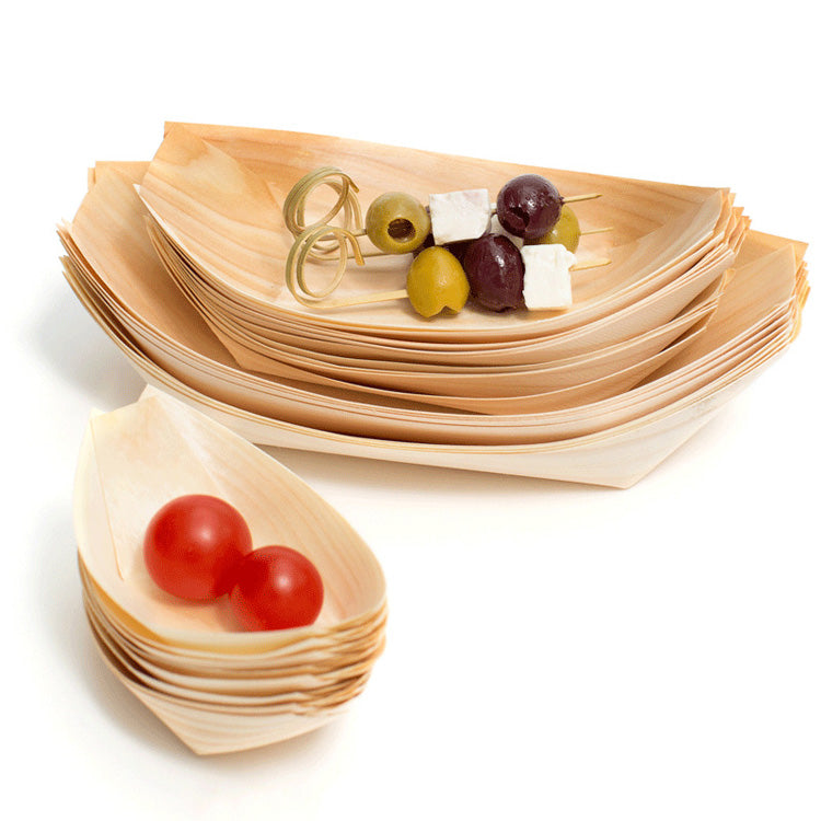 Regent Bamboo Serving Boat Tray Disposable 145x87mm 20pack 35117