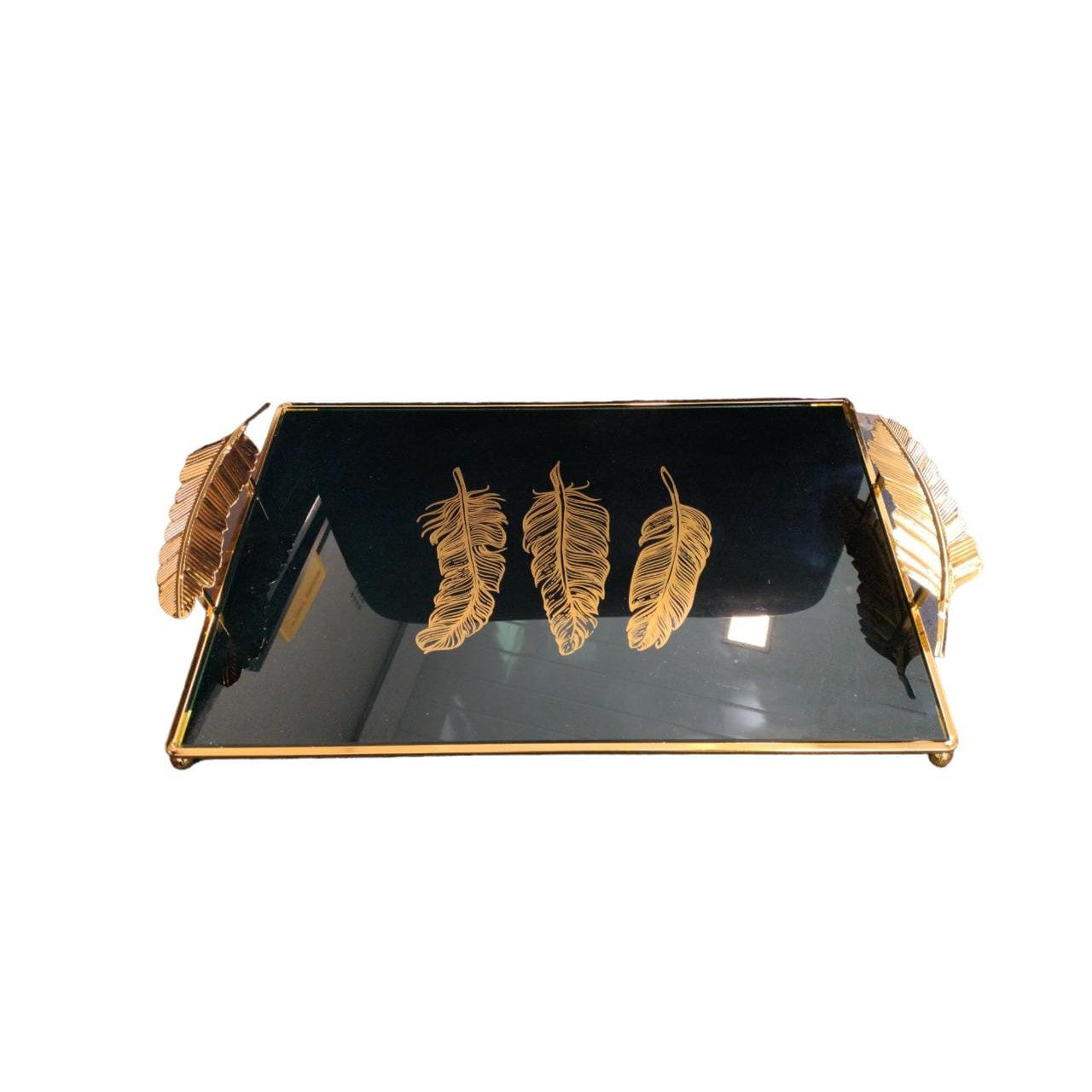 Metal Glass Mirror Serving Tray