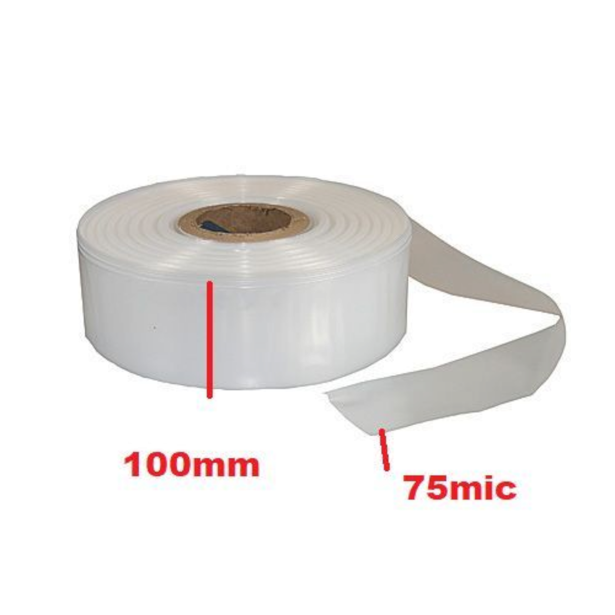 Plastic Flat Tubing Clear 100mmx75mic on Roll ±5kg