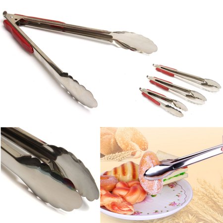 BBQ Braai Tong Stainless Steel with Plastic Grip Handle 36.4cm