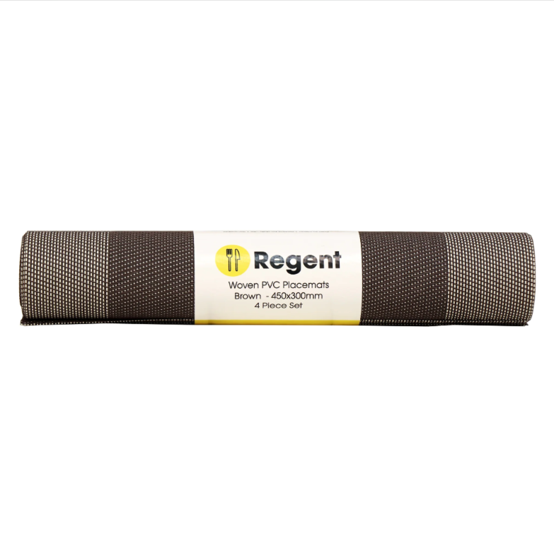 Regent Place Mats Woven PVC Brown with Border 4Pack Roll