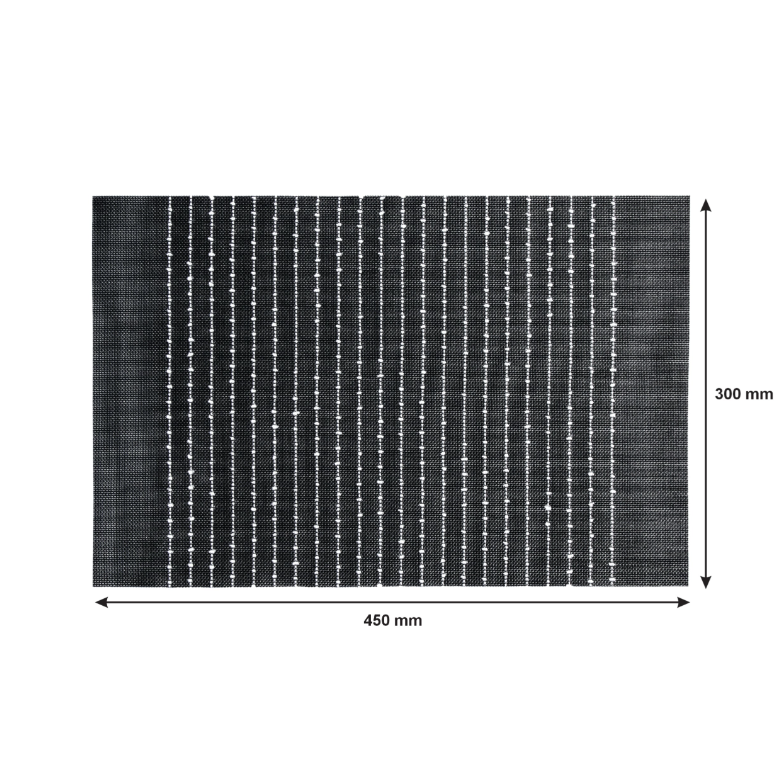 Regent Place mats PVC with Cotton Weave Black and White 4 Pack Roll