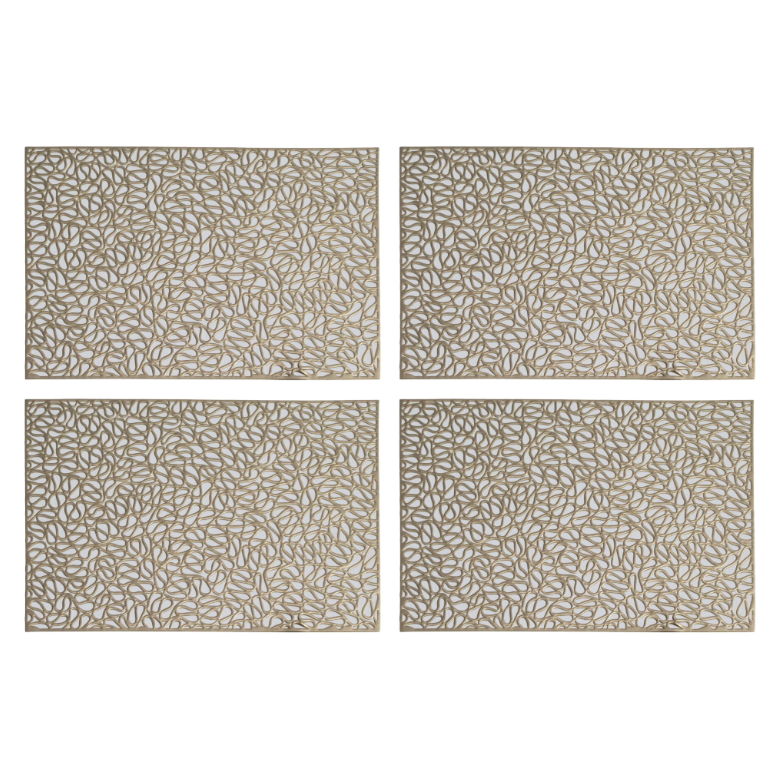Regent Place Mats Pressed Gold Metallic PVC Roll 4pack