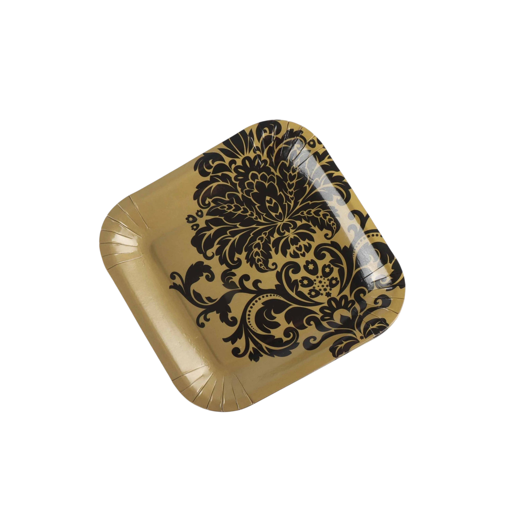 Disposable Party Paper Plate Gold Square 9inch 10pack