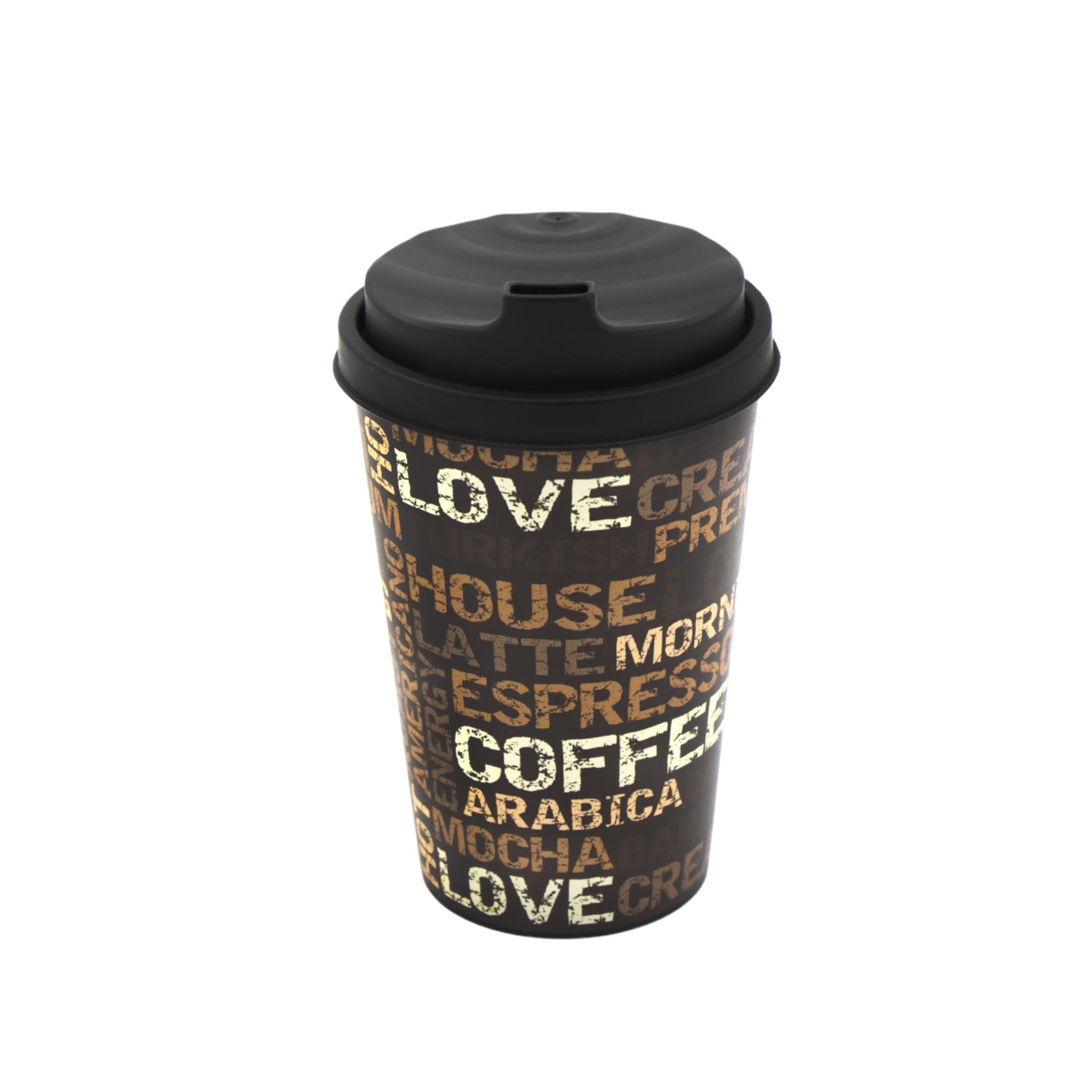 Reusable Takeaway Coffee Cup 340ml Printed Design Latte