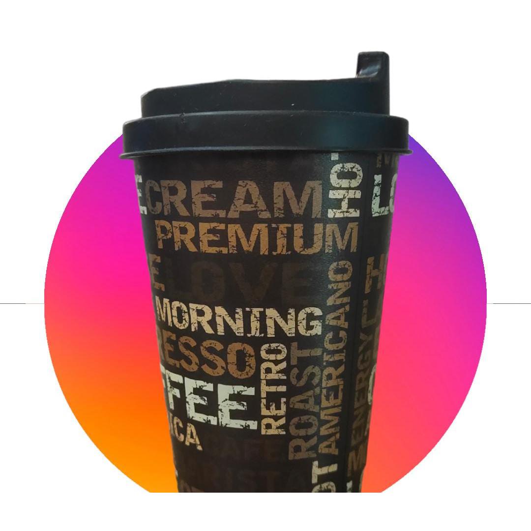Reusable Takeaway Coffee Cup 340ml Printed Design Latte