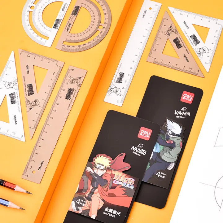 Deli Metal Ruler Drawing Set 15cm Set Silver