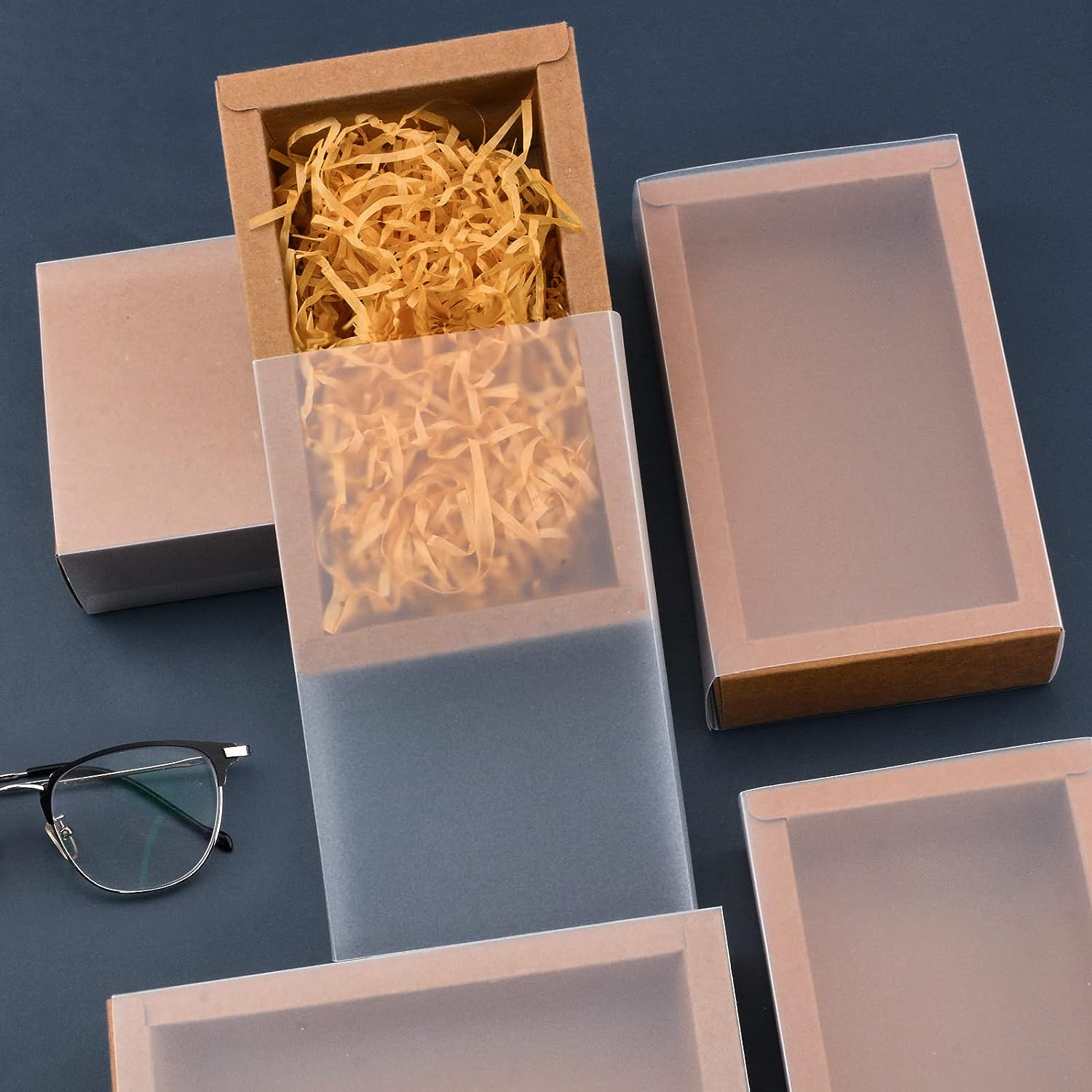 Gift Biscuit Paper Box Kraft with PVC Slide Cover