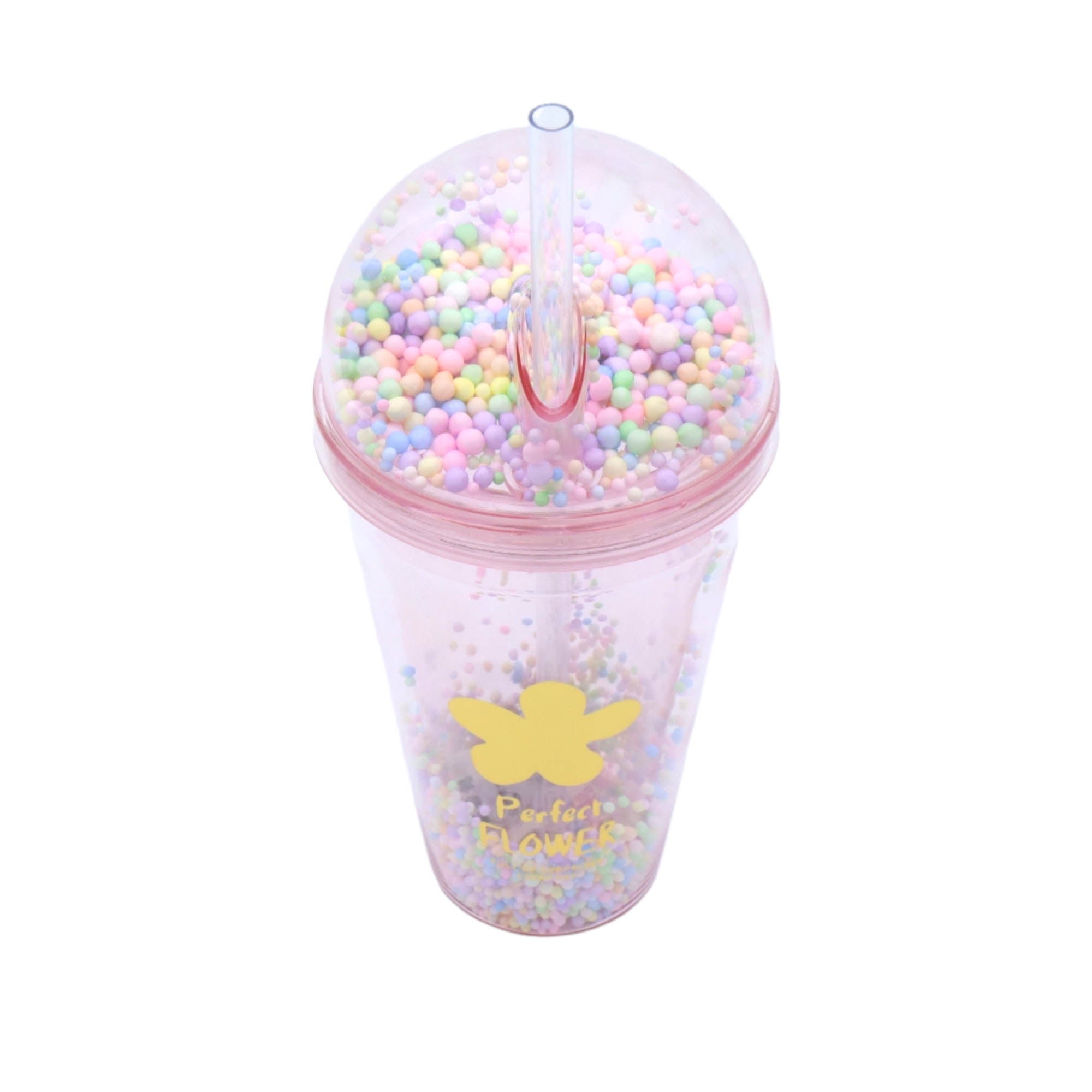 450ml Acrylic Bubbles Straw Smoothie Bottle Double Wall