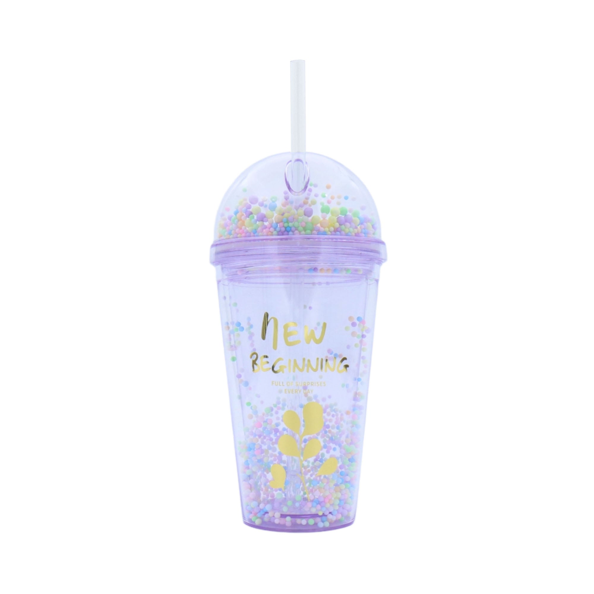 450ml Acrylic Bubbles Straw Smoothie Bottle Double Wall