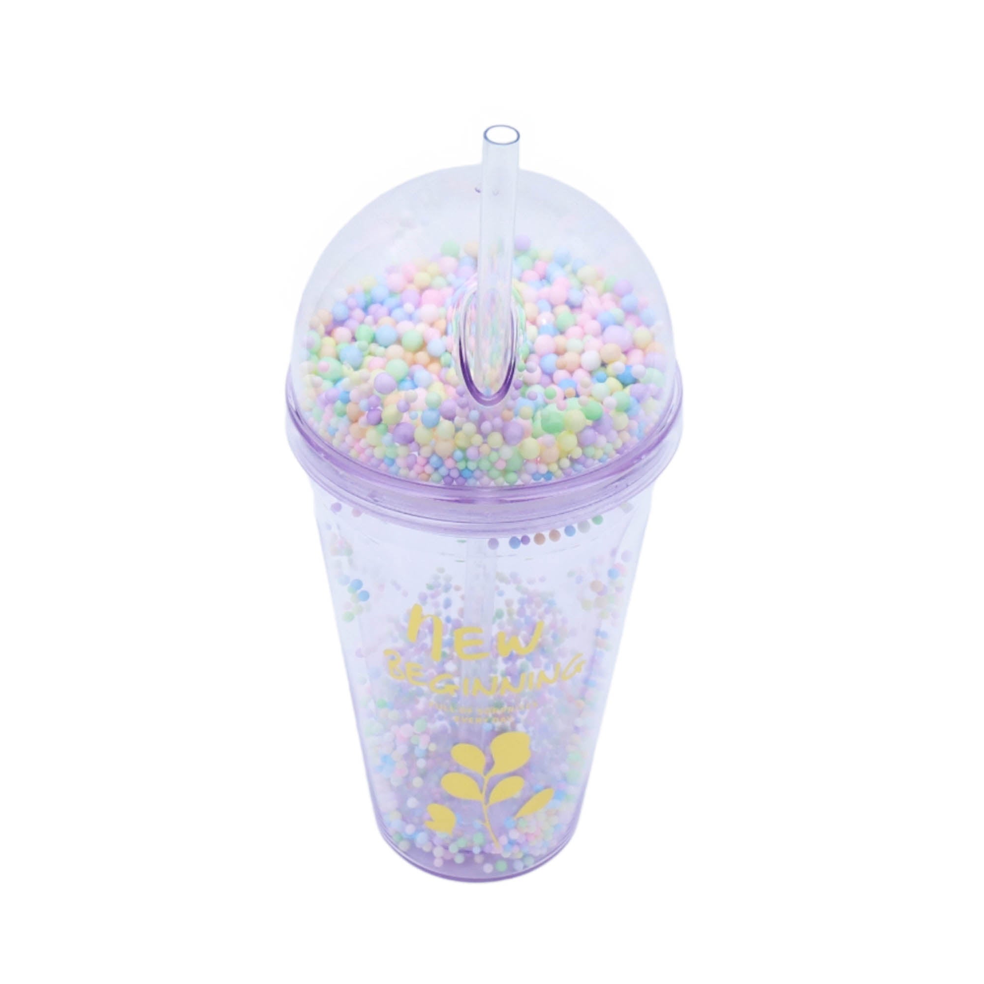 450ml Acrylic Bubbles Straw Smoothie Bottle Double Wall