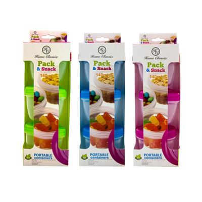 Home Classix Pack & Snack Portable Containers 3pc 140ml