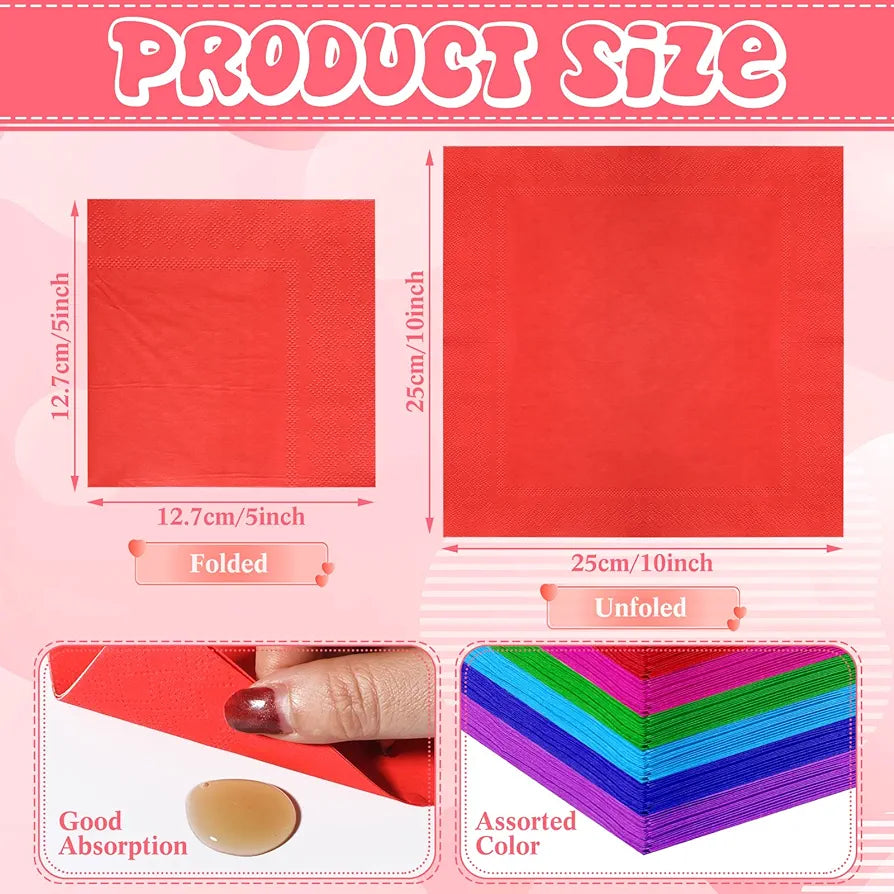 Luncheon Plain Cocktail Paper Serveittes 2ply Soild Colour 25x25cm 20pack