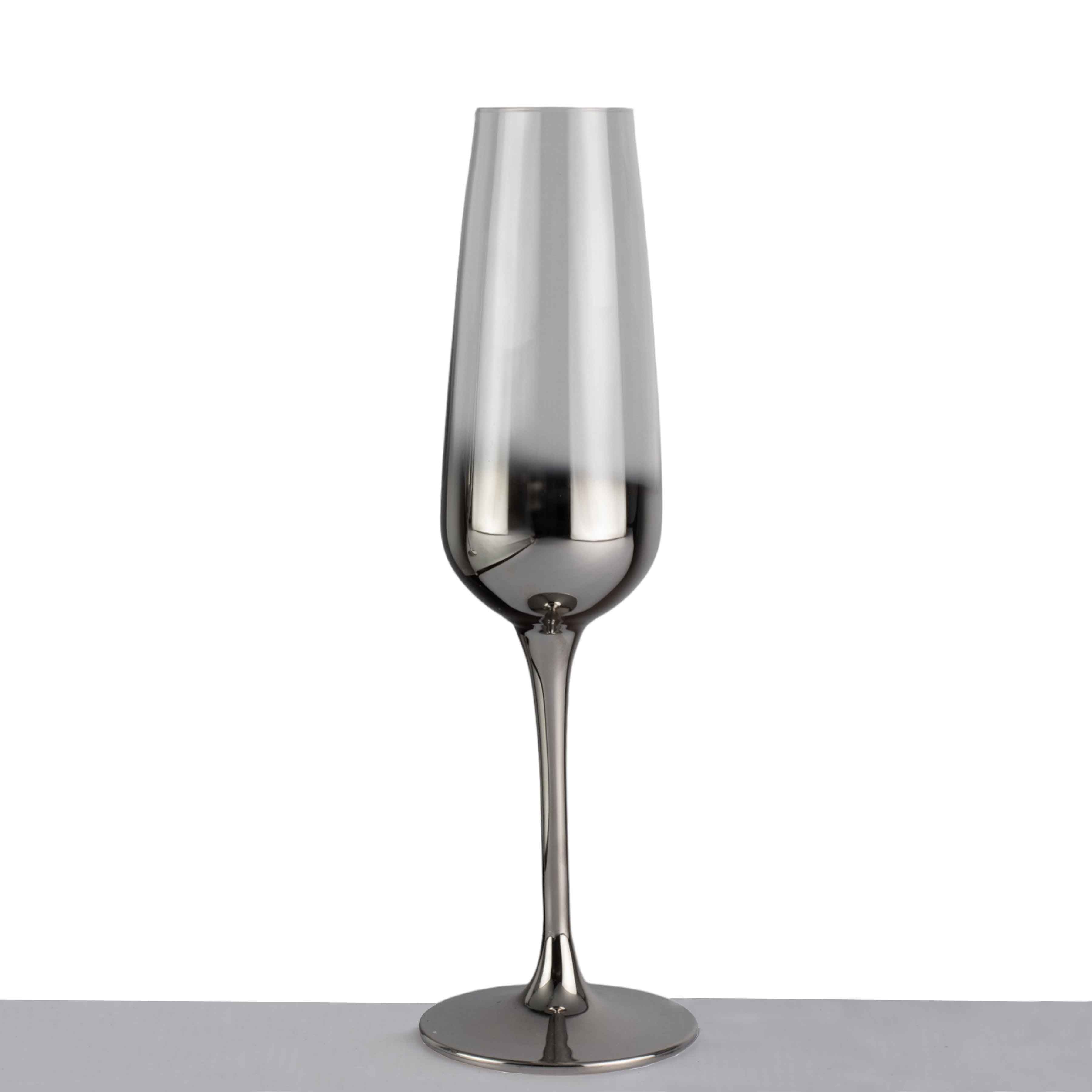 Glass Tumbler Stemmed Silver Champagne