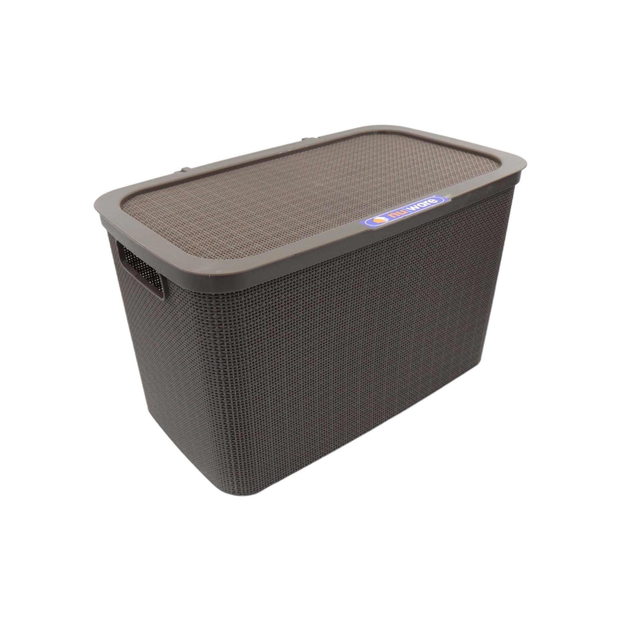 Nu Ware Plastic Laundry Basket Hessian Design 25L 47.5x28x29.5cm